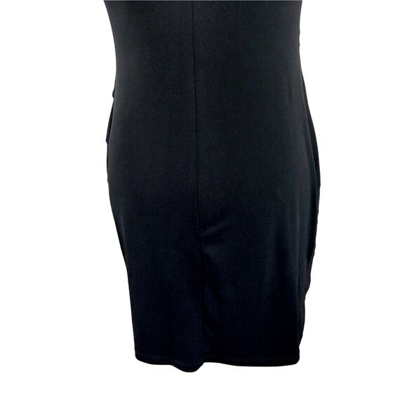 EN FOCUS STUDIO! CREAM OVER BLACK ALL STRETCH ROSE EMBELLISHED DRESS! SZ 4 - Picture 8 of 11